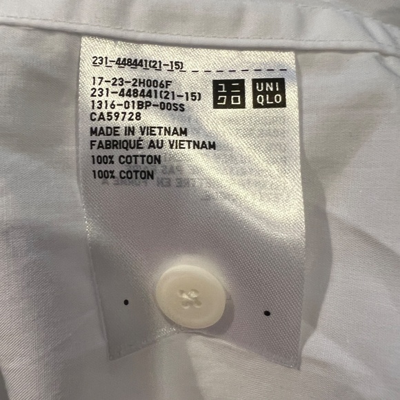 Uniqlo Shirt White Size M Button Up Dress Collar Blouse - Picture 5 of 5